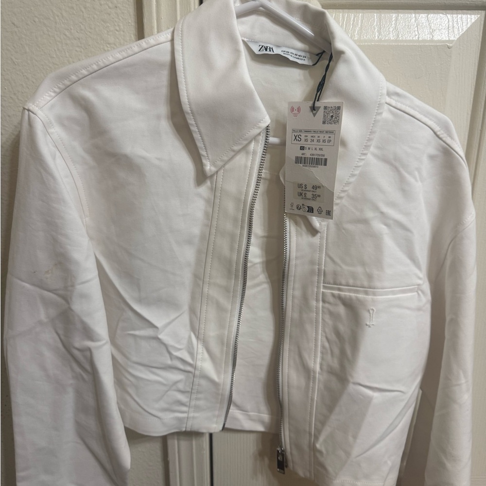 Zara Women's White Cropped Blazer